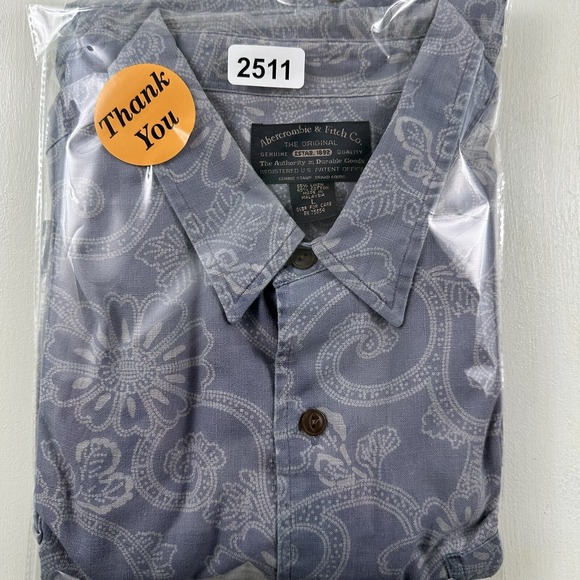 VTG Abercrombie‎ & Fitch Mens Short Sleeve Linen Shirt Large Purple Floral Y2K - Picture 13 of 13